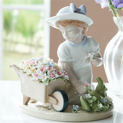 Flower Wheelbarrow Figurine